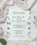 Elegant Green Leaves Simple Flat 5x7 Wedding Invitation