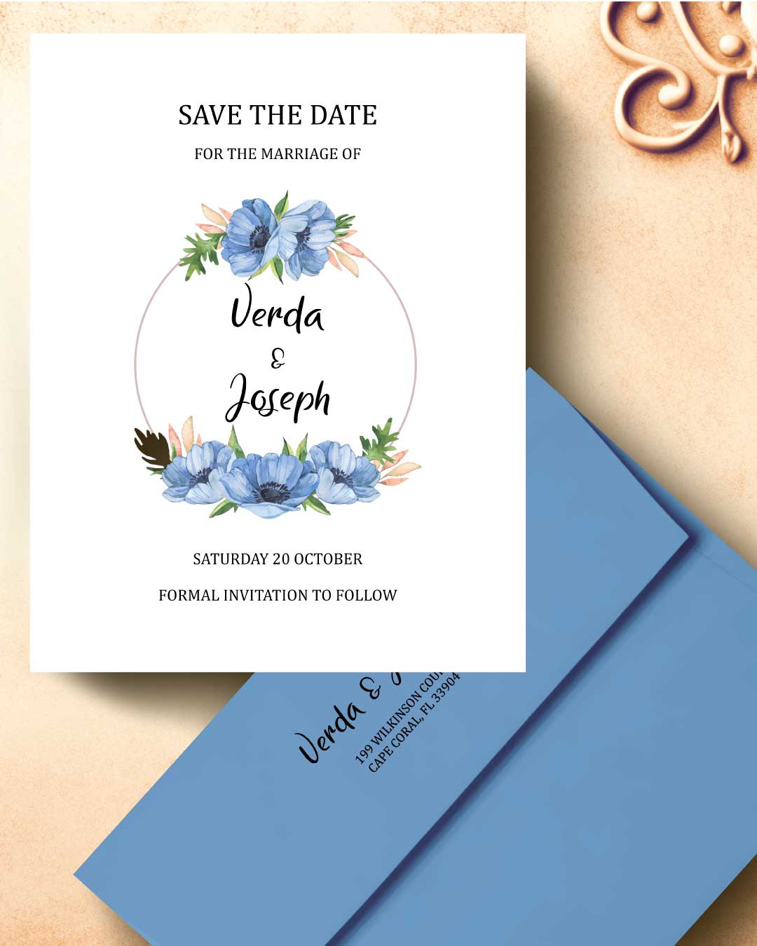 Circular Flower Arrangement Save The Date