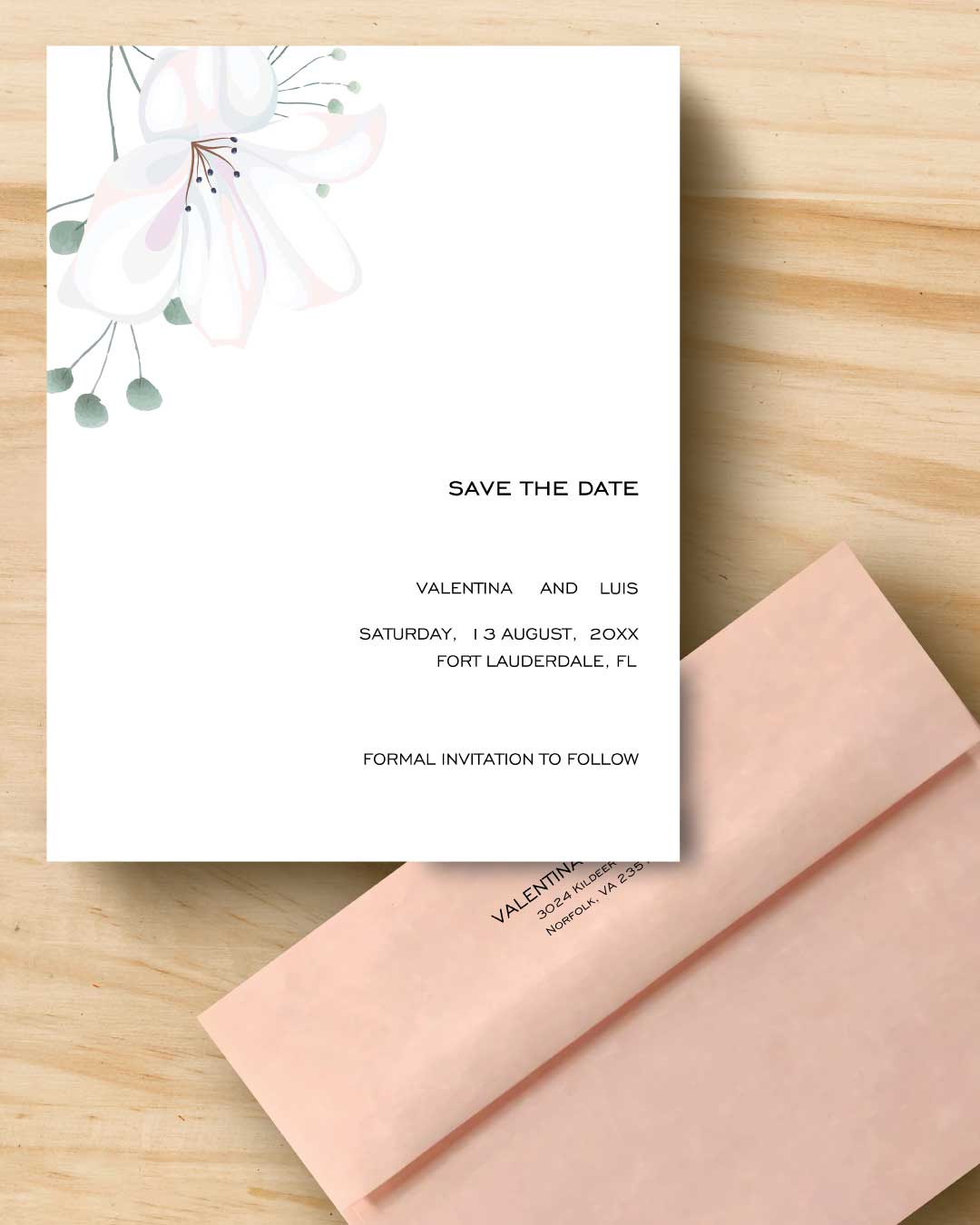 Delicate White Flower Save The Date