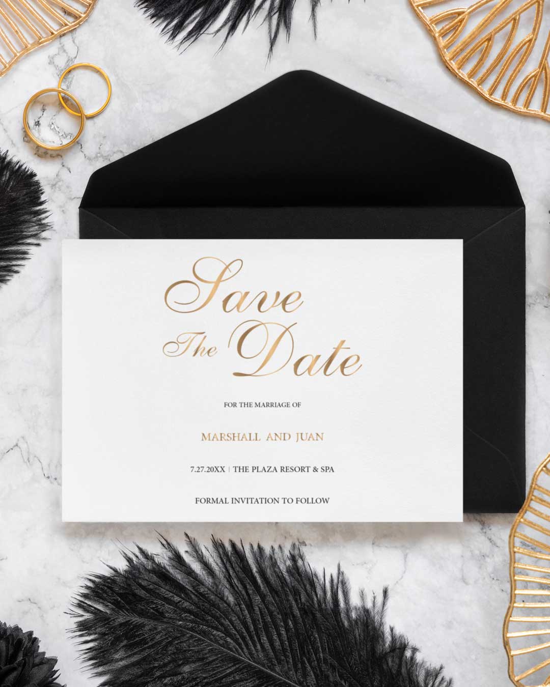 Simple Golden Design Save The Date