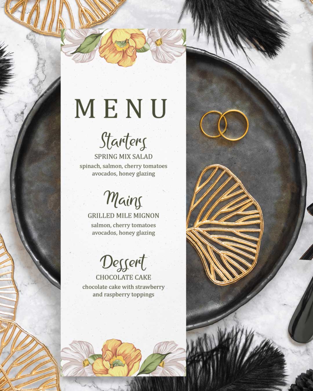 Floral Harmony Wedding Menu Cards