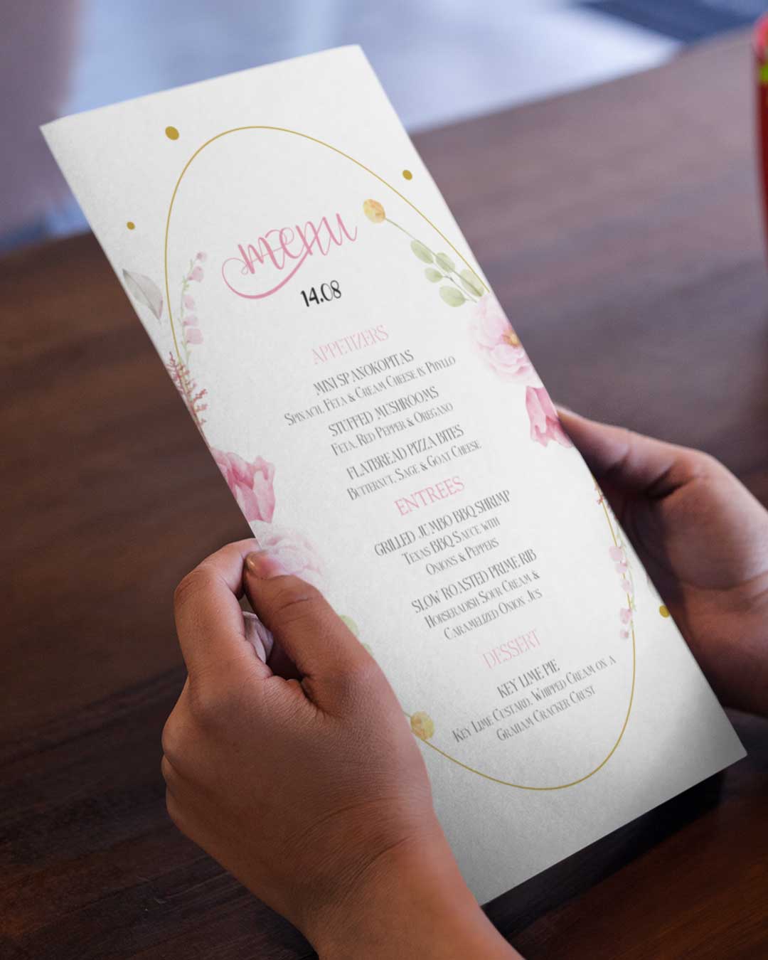 Golden Oval Menu Wedding Menu Cards