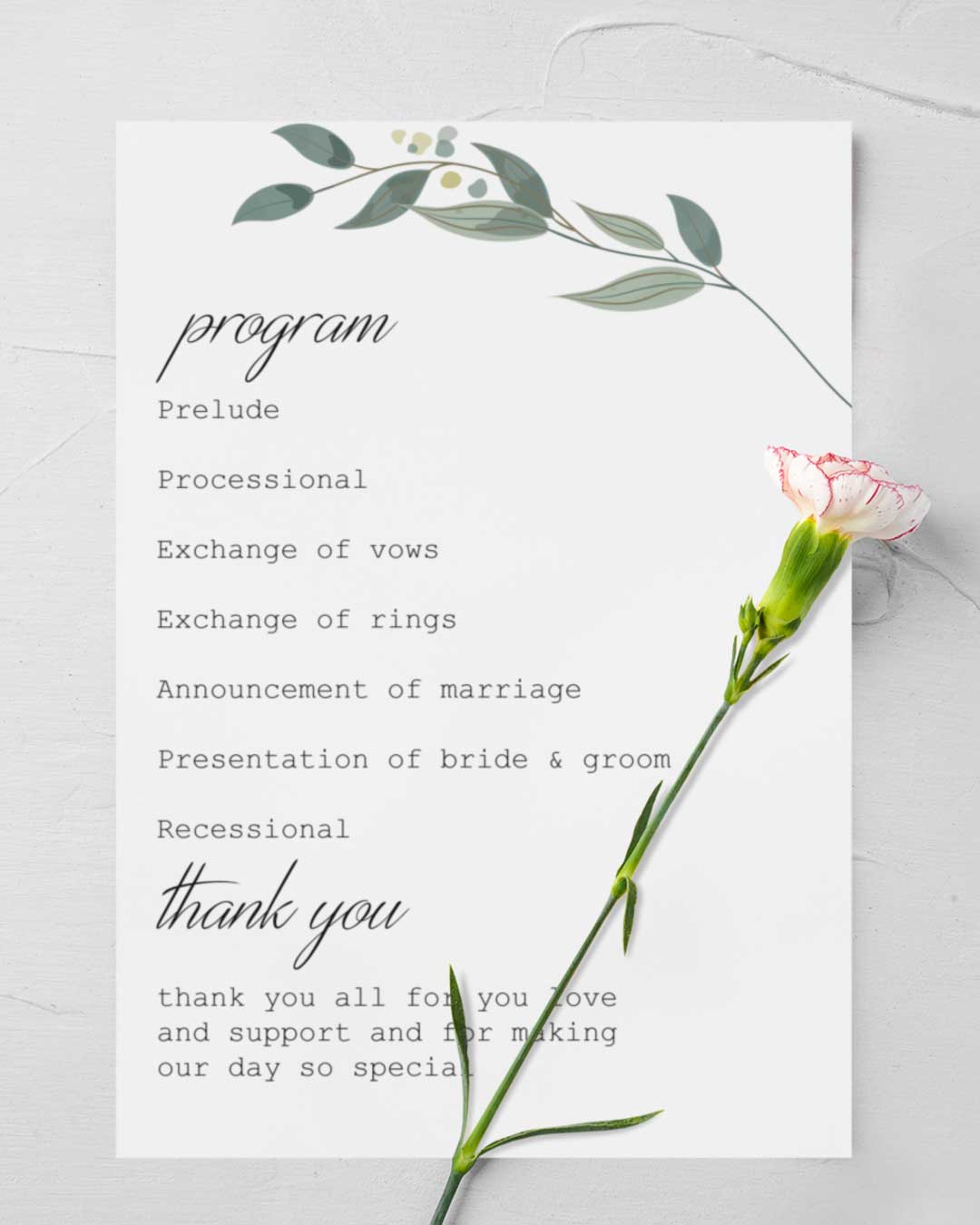 Inspiration Nature Wedding Program Cards