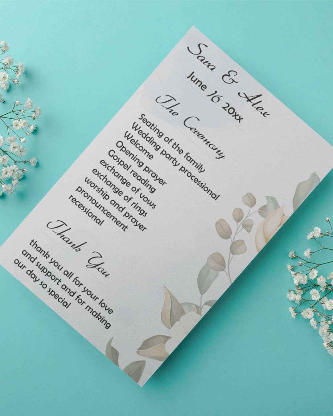 Natural Renewal Wedding Program Cards