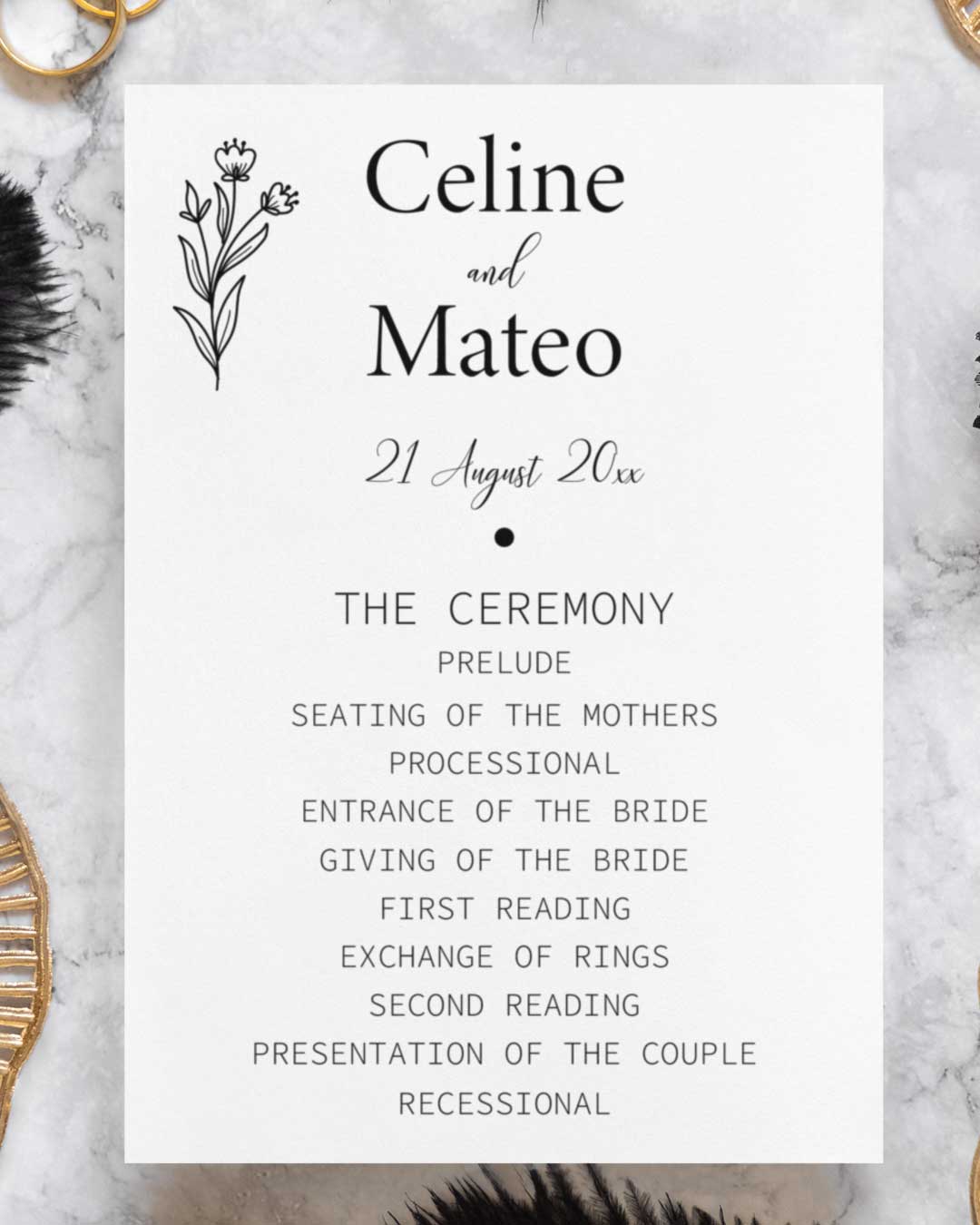 Spotless Black Background Wedding Program Cards