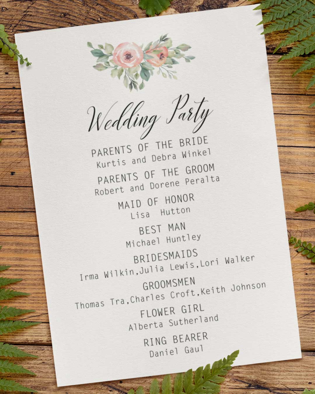 Touch Nature Wedding Program Cards
