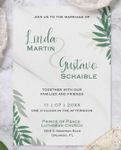 Green Tropical Leaves Simple Flat 5x7 Wedding Invitation