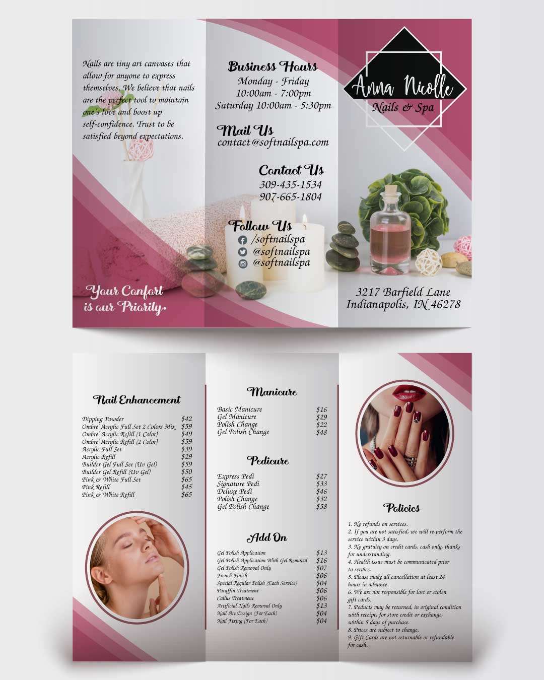 Glamorous Pink Potion Nail & Spa Brochure