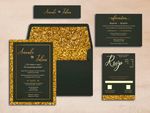 Classic Black White Gold Spanish & English Elegant Wedding Invitation
