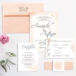 Coral Peach Strokes Spanish & English Elegant Wedding Invitation