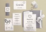 Rustic Silver Spanish & English Elegant Wedding Invitation