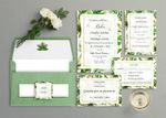Tropical Calligraphy Spanish & English Elegant Wedding Invitation