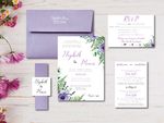 Violet Petunia Spanish & English Elegant Wedding Invitation