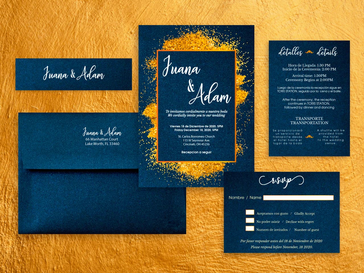 White on Blue Metallic and Orange S/E Elegant