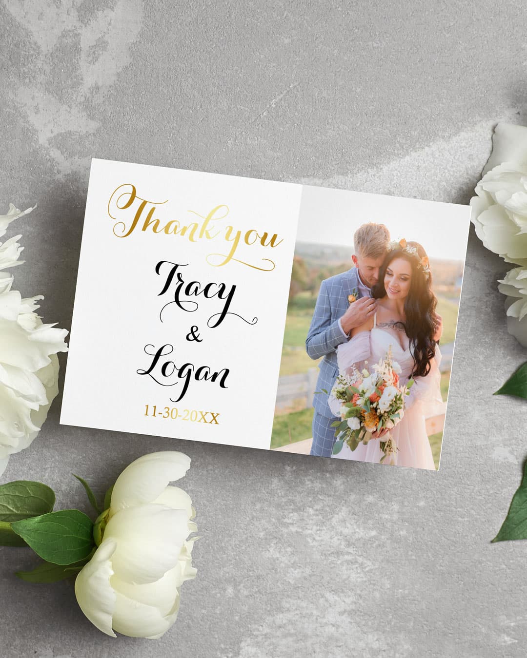 Black Golden Letters Thank You Cards Wedding