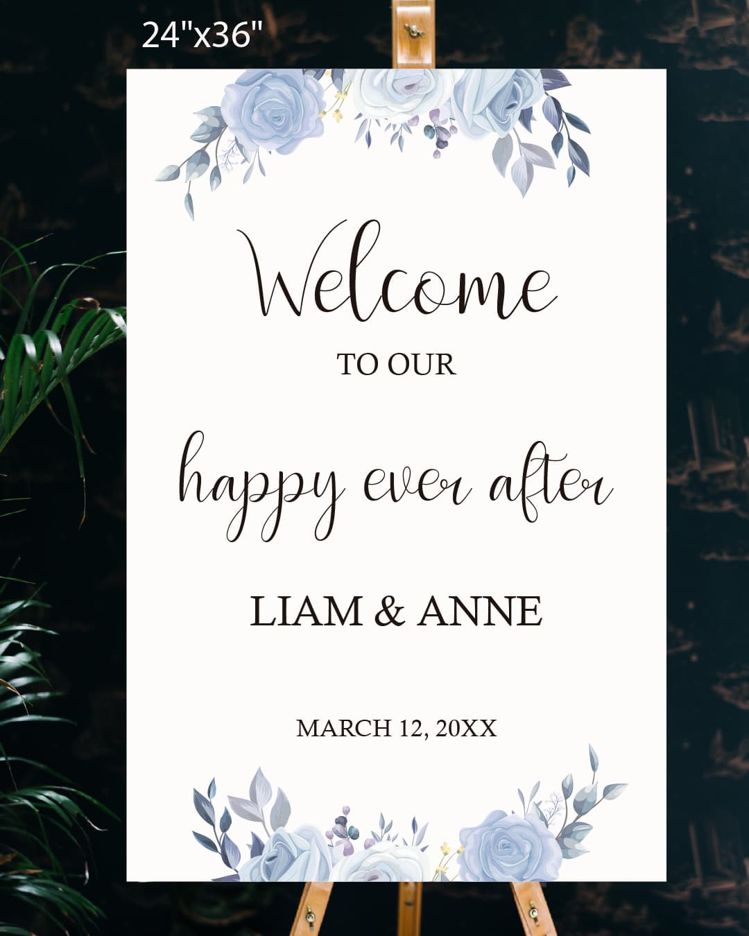 Blue Flowers Design Welcome Sign