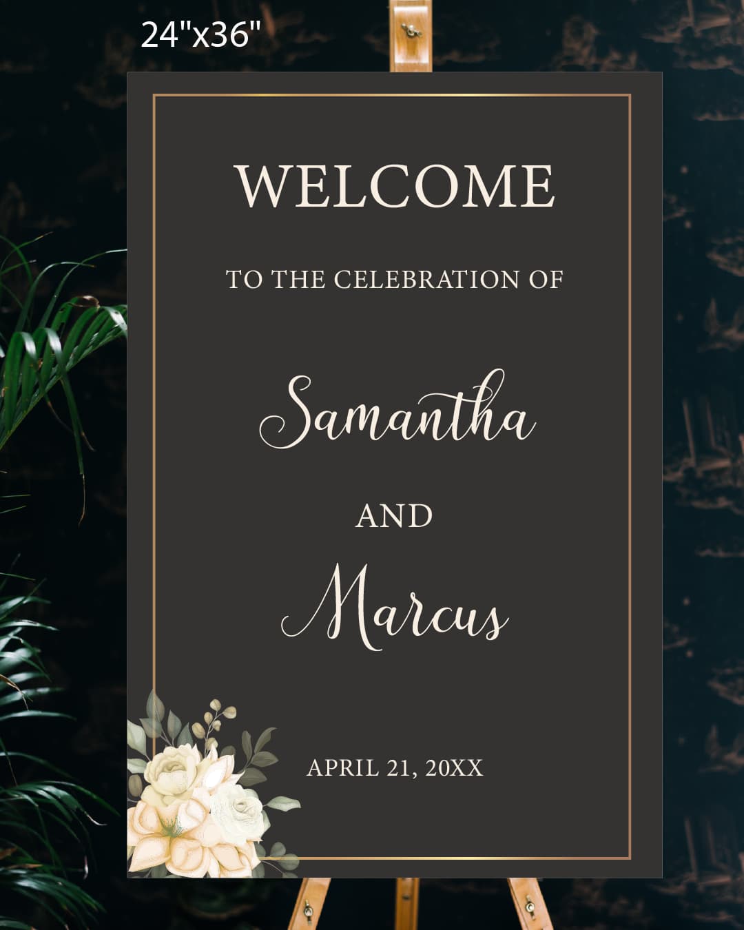 Black Gold Frame Welcome Sign