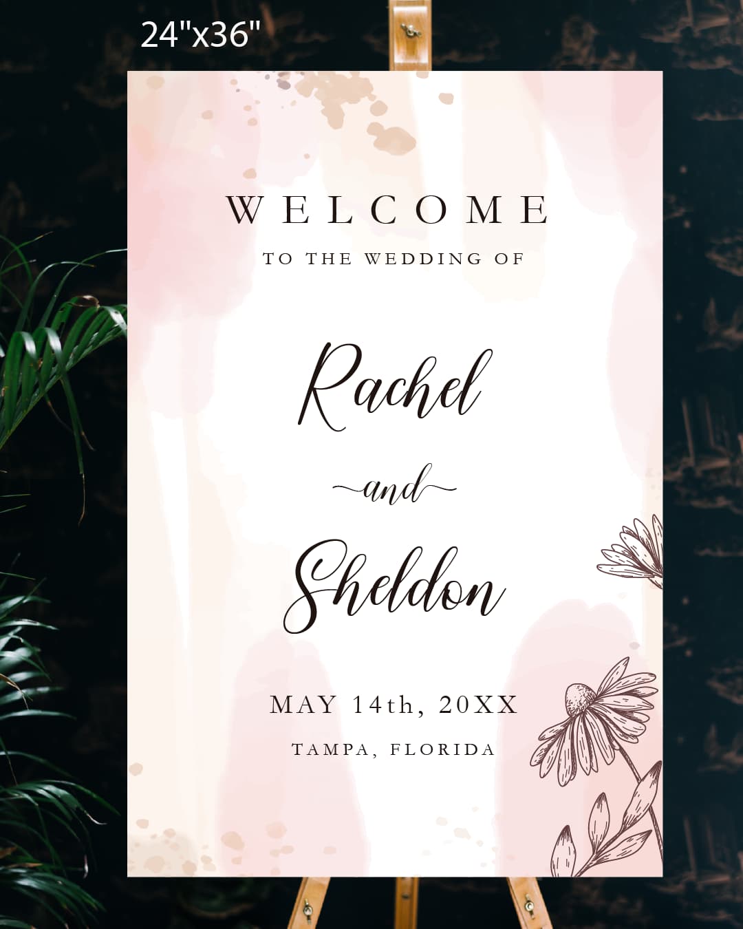 Minimalist Pink Watercolor Welcome Sign