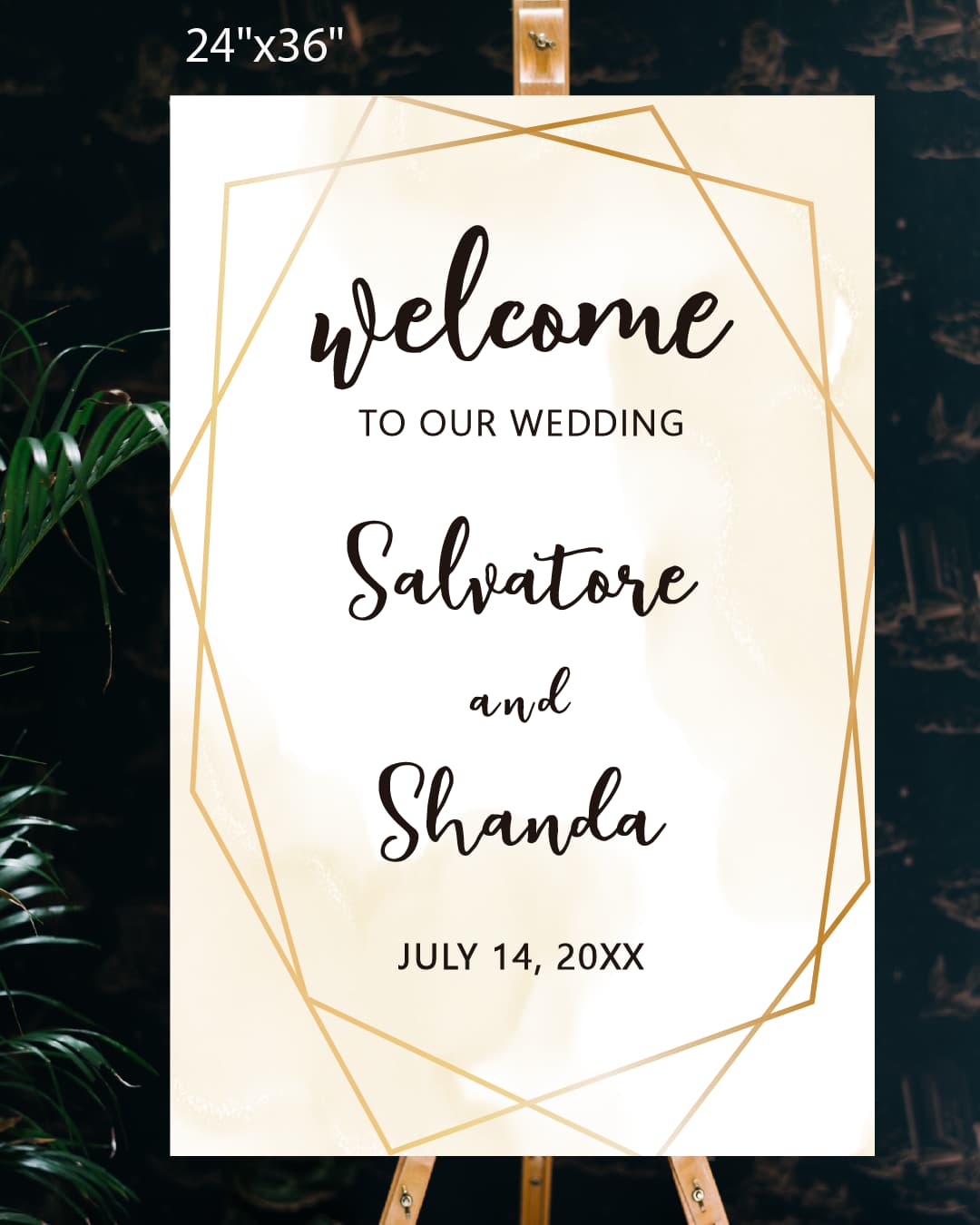 Watercolor with Gold Edge Welcome Sign