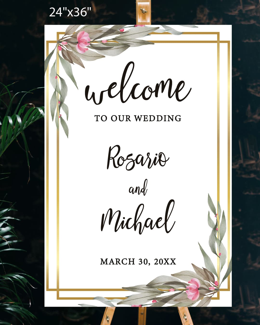 Gold Metallic Frames Welcome Sign