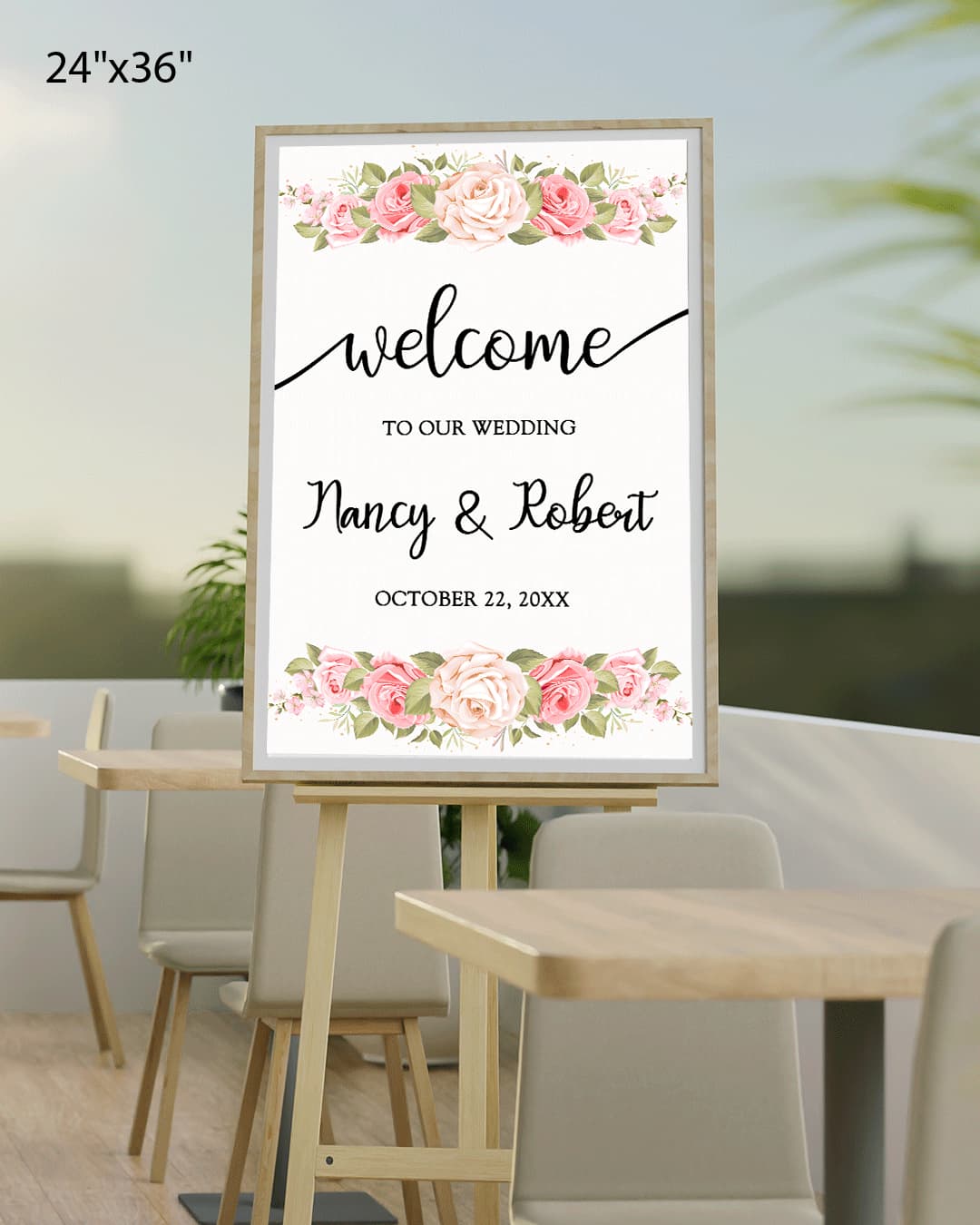 Elegant Floral Bouquet Welcome Sign