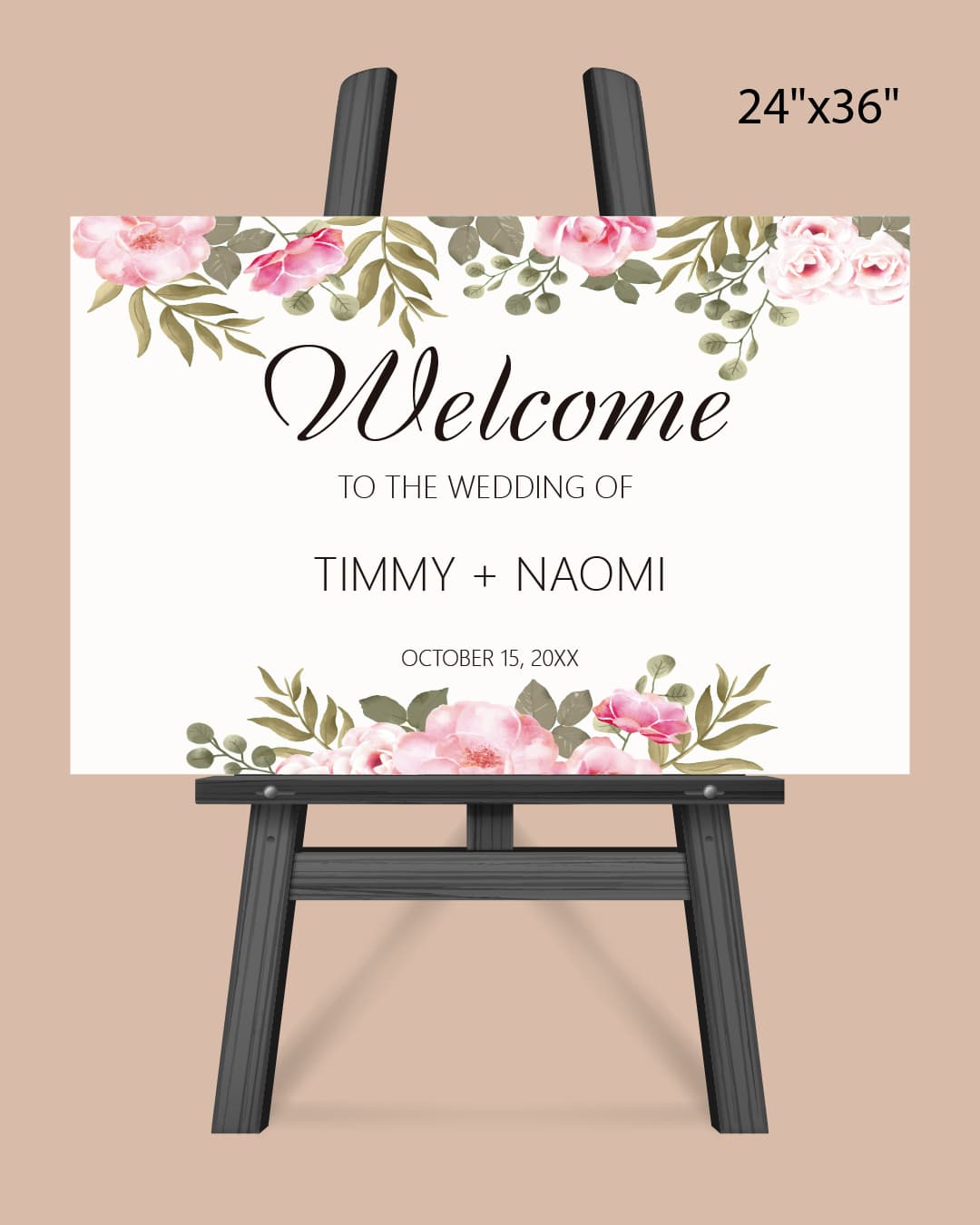 Elegant Watercolor Flowers Welcome Sign