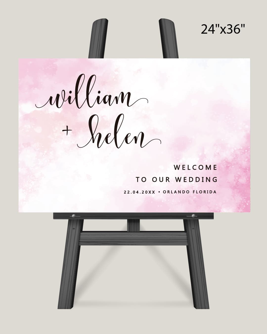 Simple Watercolor Pink Welcome Sign