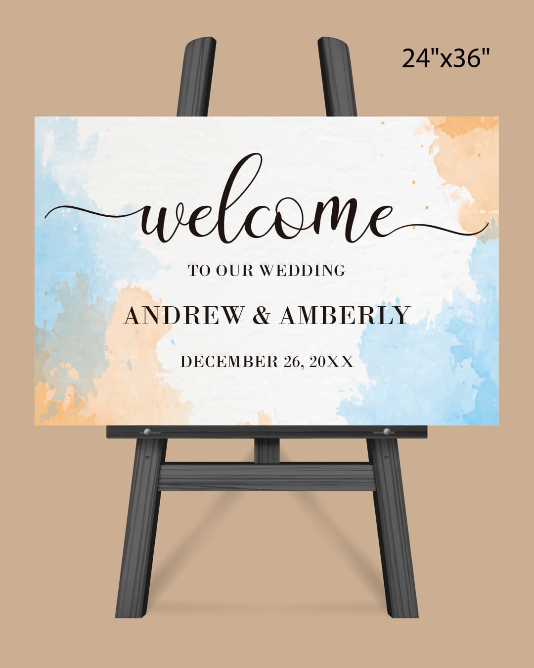 Minimalist Watercolor Orange Welcome Sign