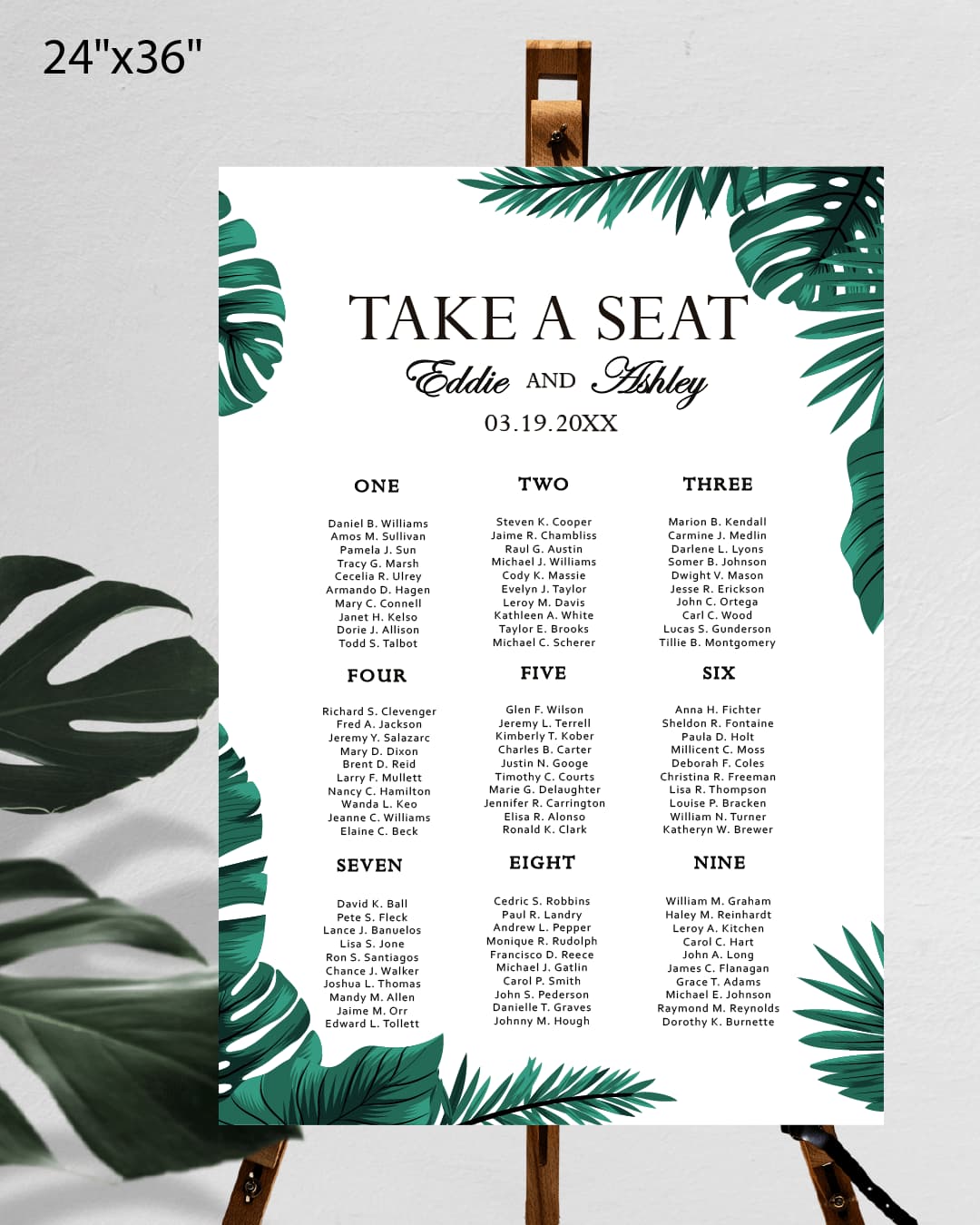 Tropical Leaf Seating Chart