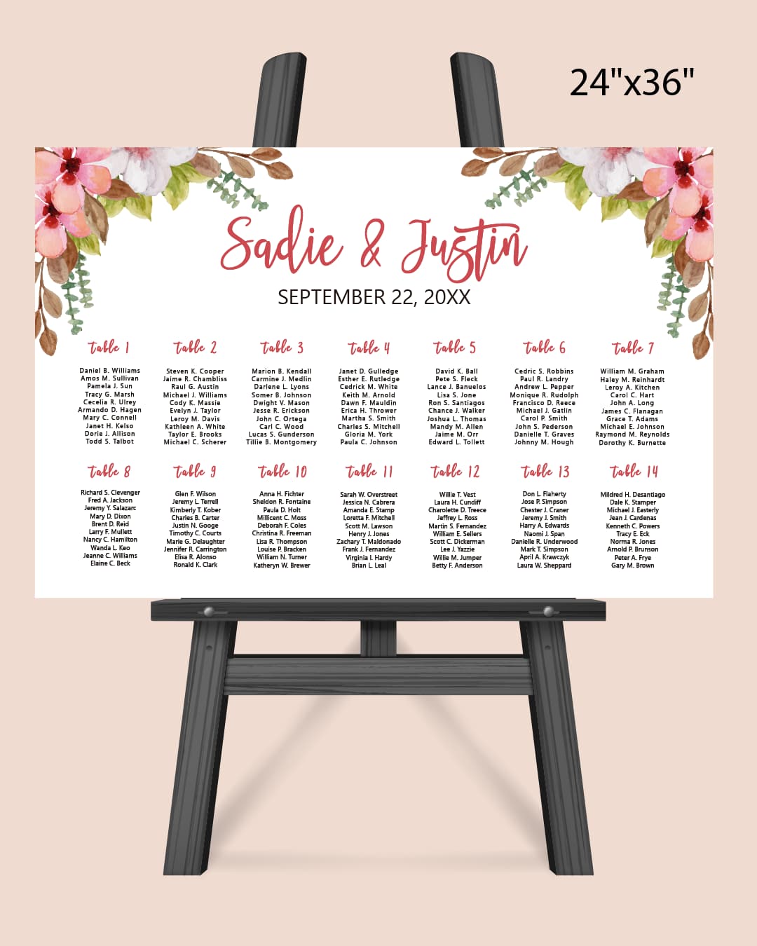 Flowers Abstract Roses Seating Chart