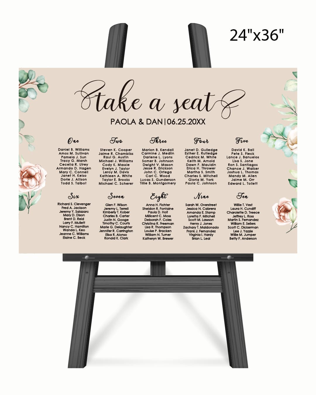 Minimalist Garden Flowers Seating Chart