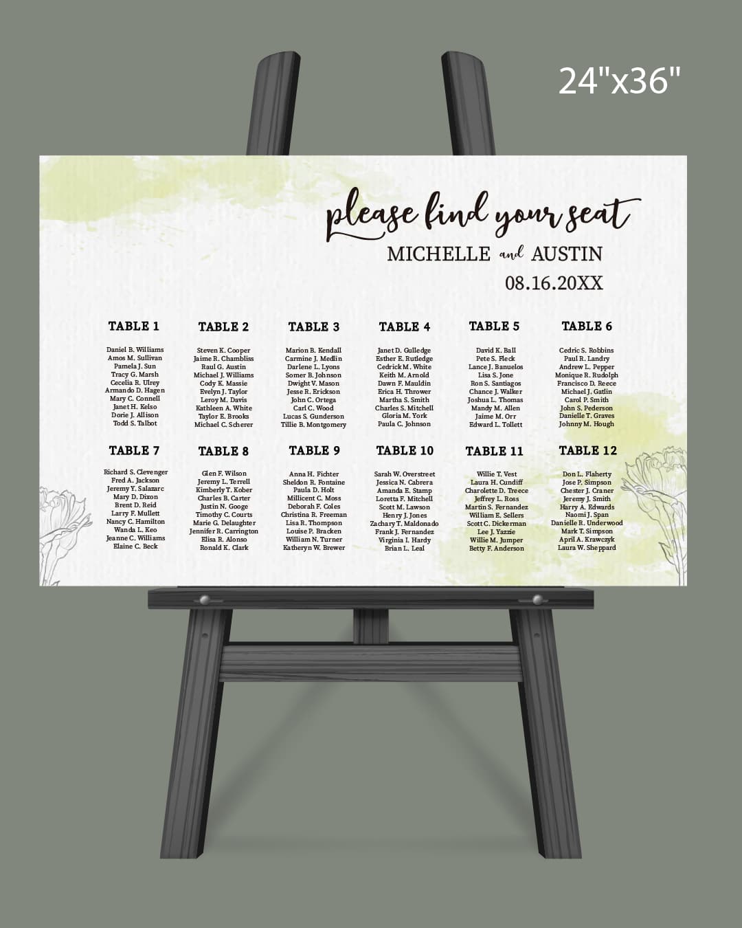 Watercolor Minimalist Branches Seating Chart
