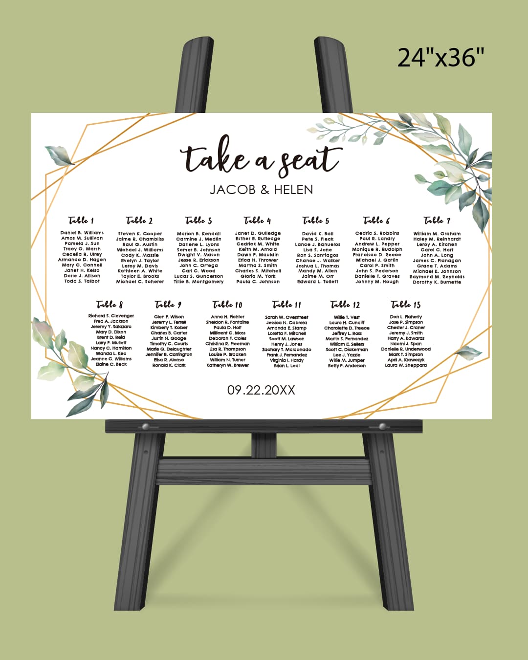 Golden Boder Garden Seating Chart
