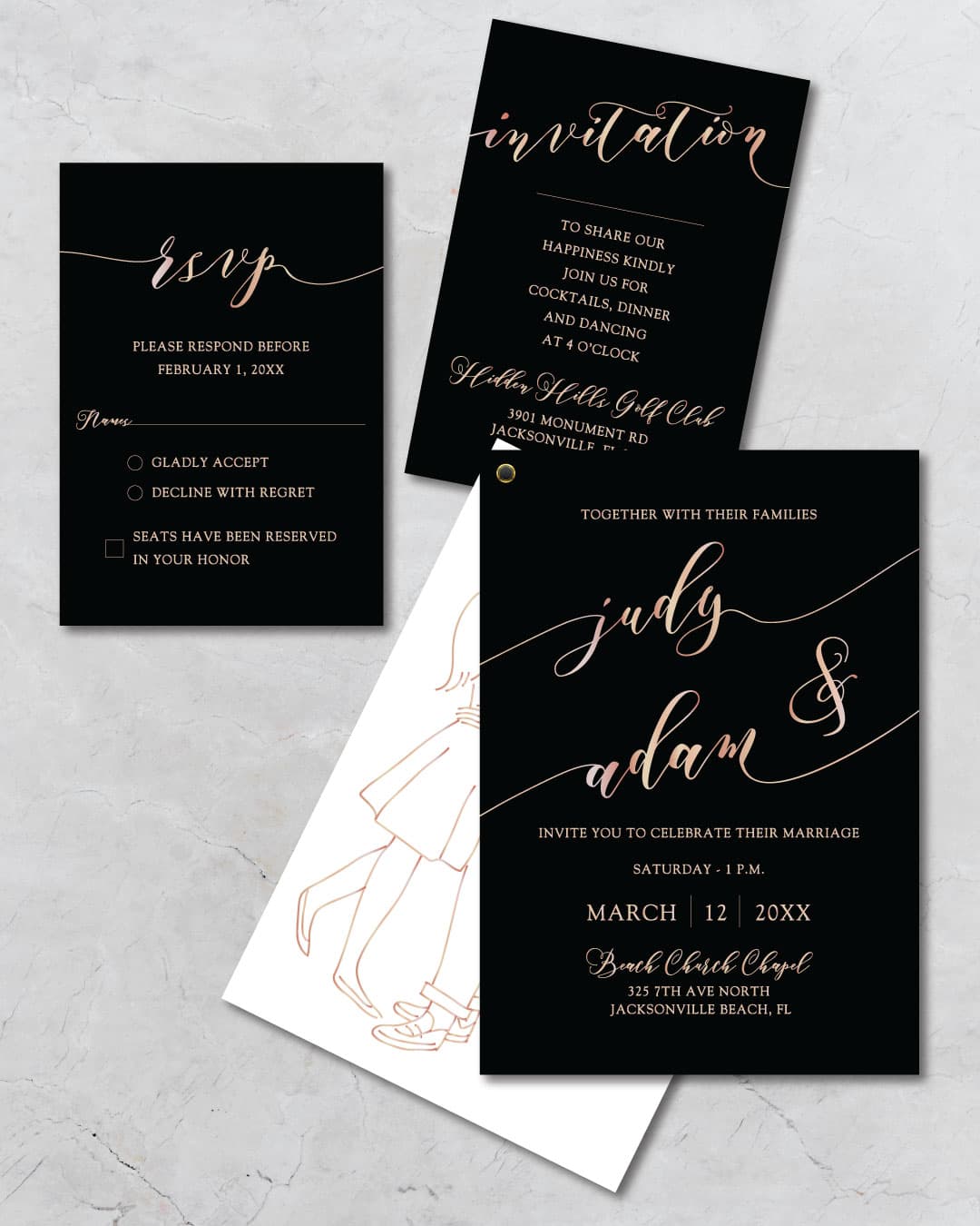 Enviable Galactic Pink Foil Wedding Invitation