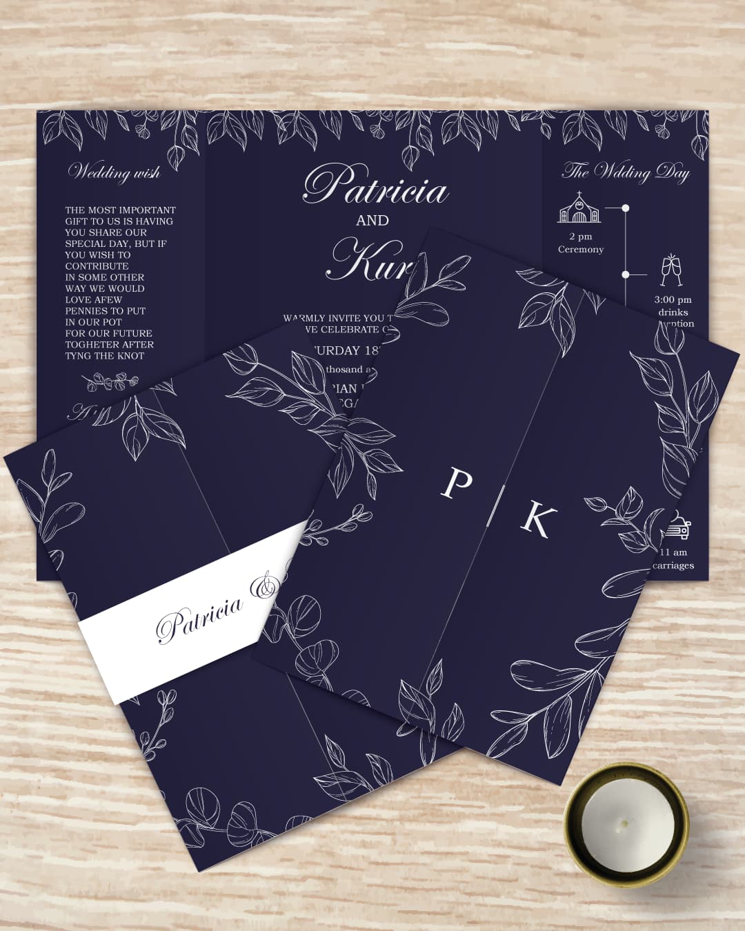 Linear Art 5x7 Gate Fold Wedding Invitation