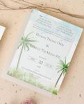 Watercolor Palm Trees Vellum Wrapped Vietnamese & English Wedding Invitation