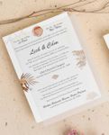 Boho Brown Branches Vellum Wrapped Vietnamese & English Wedding Invitation