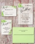 Corner Minimalist Leaves Acrylic Wedding Invitation