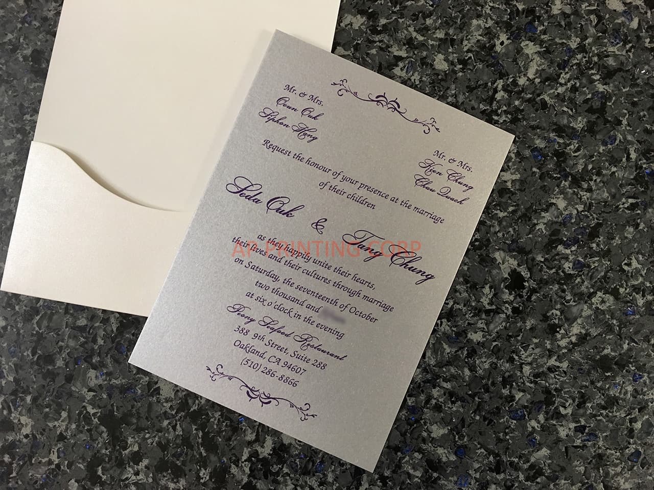 White Heart Diamond Drop Laser Cut Wedding Invitation