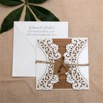 CL-WRAP-66 NMM White Leaves and Vines Laser Cut Wedding Invitation