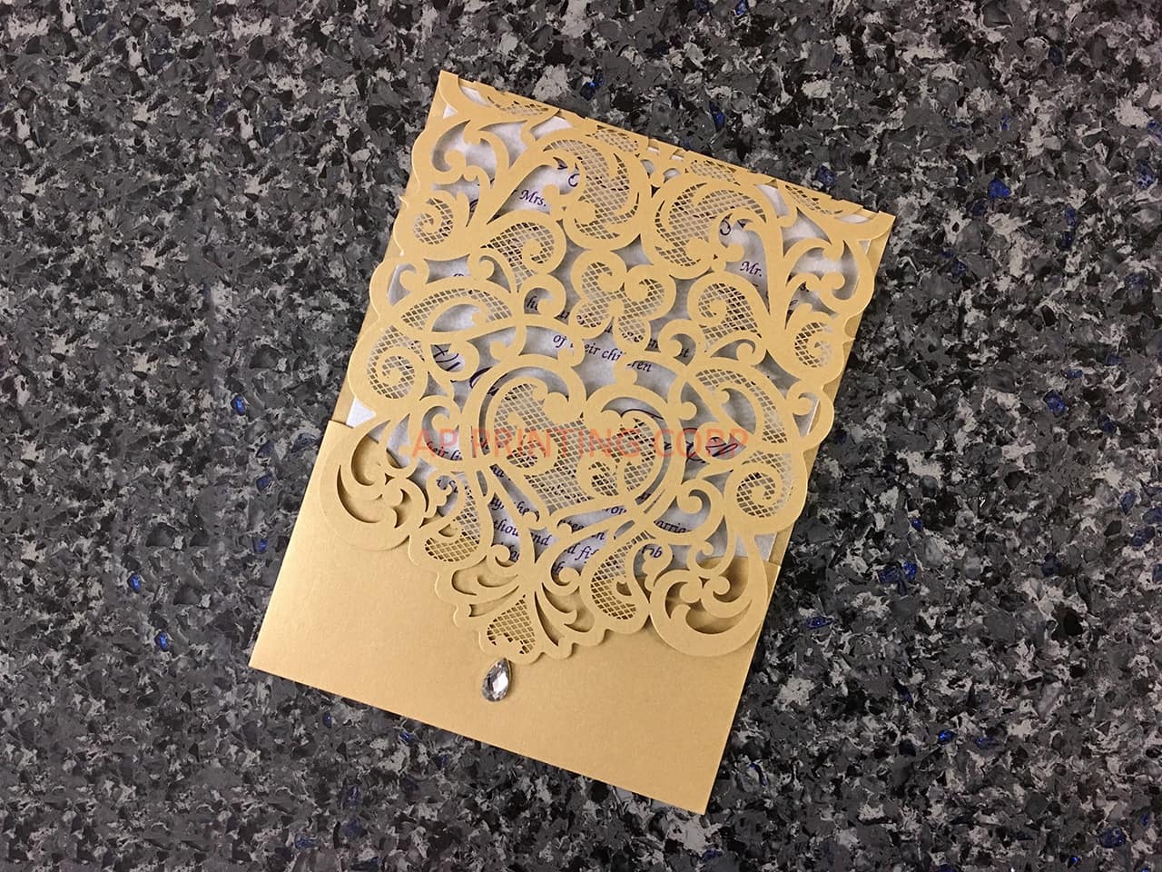CL-WRAP-66 MPM White Table Setting Lace Laser Cut Wedding Invitation