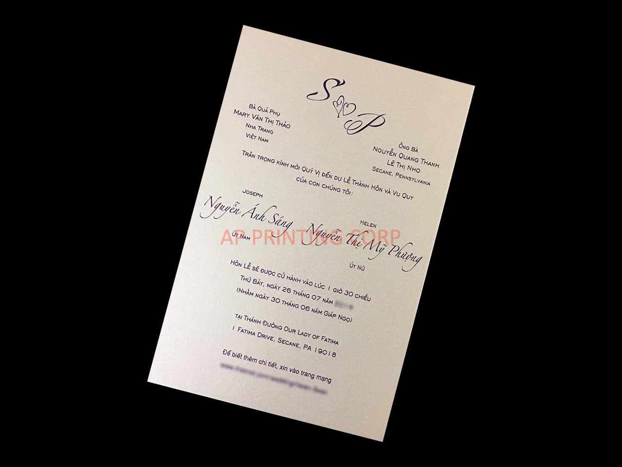 CL-PF-57 M-M White Heart Flourish Pocket Laser Cut Wedding Invitation