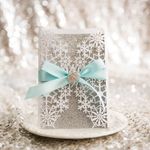 CL-SLIDER-66 MMM White Fleur De Lis Laser Cut Wedding Invitation