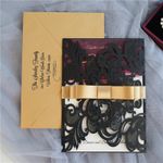 White Lace Tri-Fold Laser Cut Wedding Invitation