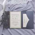 White Laser Cut Wrap with Ribbon Wedding Invitation