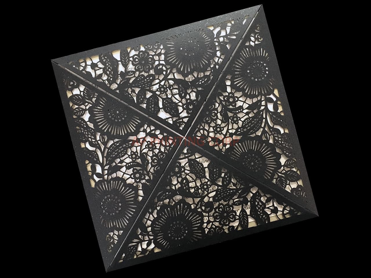 Blush Rose with Silver Glitter Laser Cut Wedding Invitation