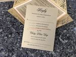 Blush Semicircle Floral Laser Cut Wedding Invitation