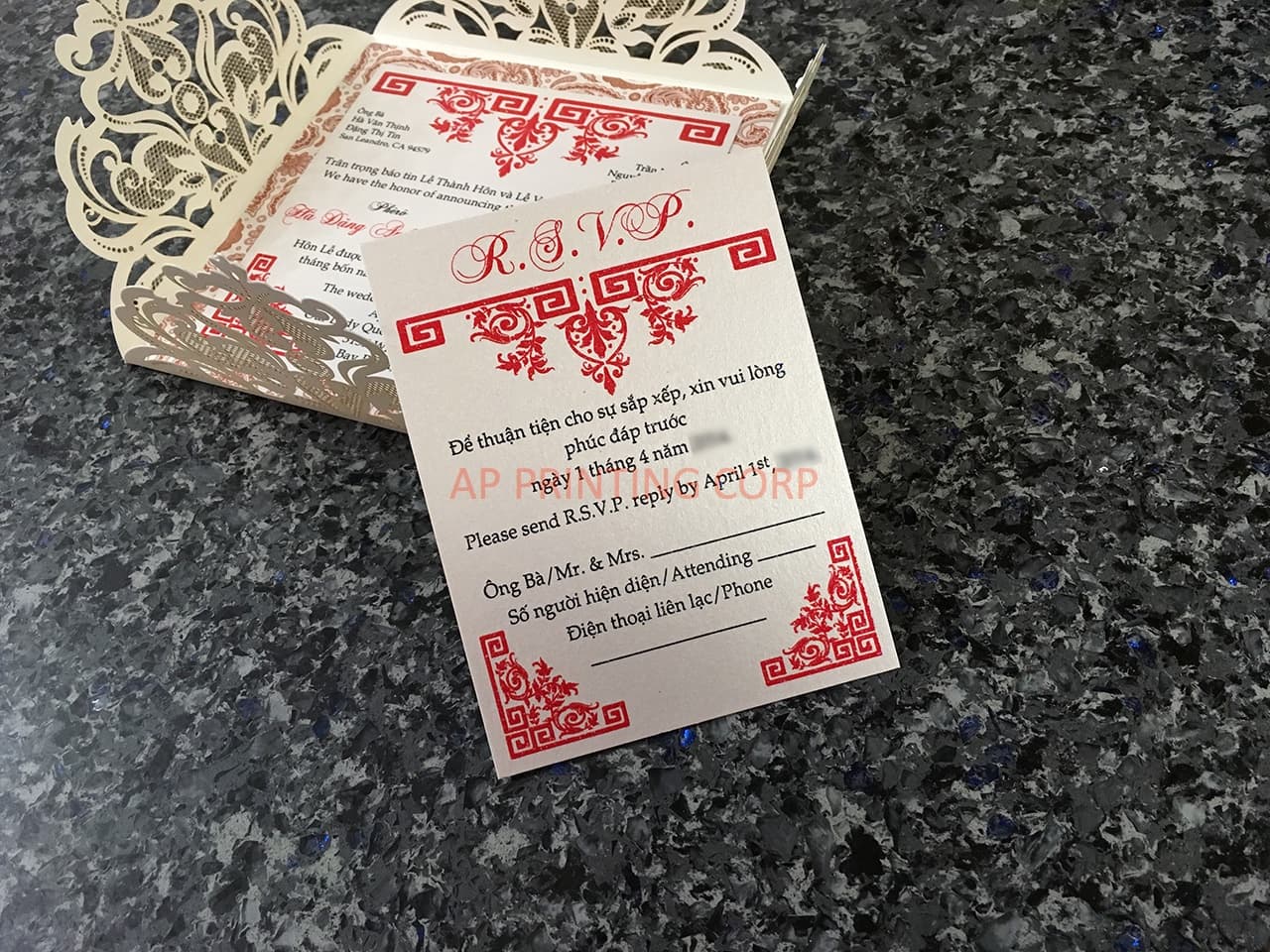 Bride and Groom under Tree Laser Cut Wedding Invitation