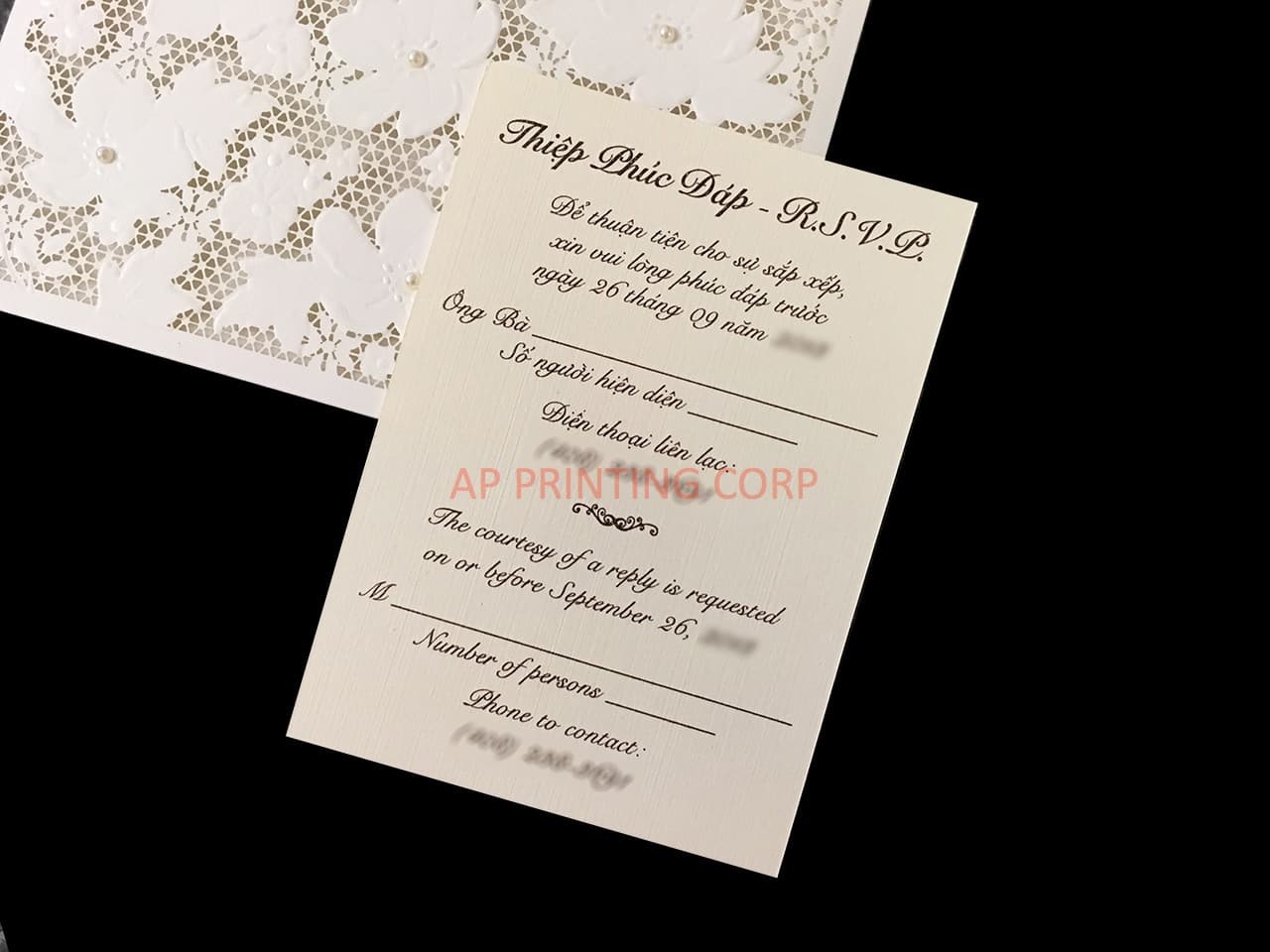 Burgundy and Gold Vine Laser Cut Wrap Wedding Invitation