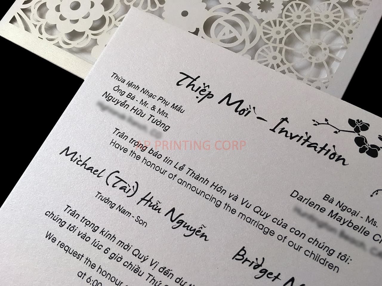 Burgundy Lace Tri-Fold Laser Cut Pocket Wedding Invitation